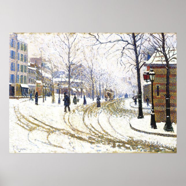 Winter on Boulevard de Clichy, France Poster (Front)