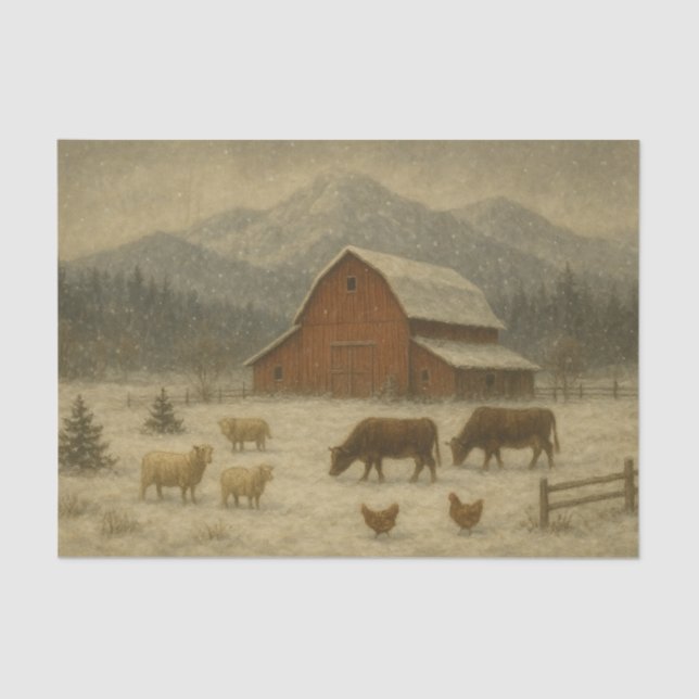 Winter on the Farm Tissue Paper (Front)