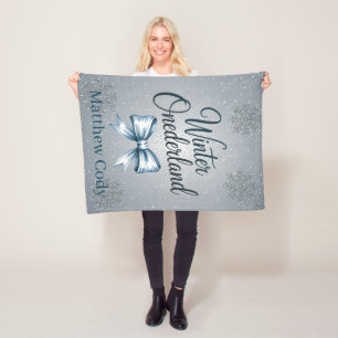 Winter Onderland Boys 1st. Birthday Party Gift Fleece Blanket