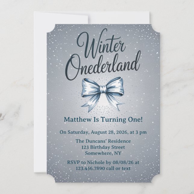Winter Onderland Boys 1st. Birthday Party Invitation (Front)