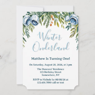 Winter Onderland Boys 1st. Birthday Party Invitation