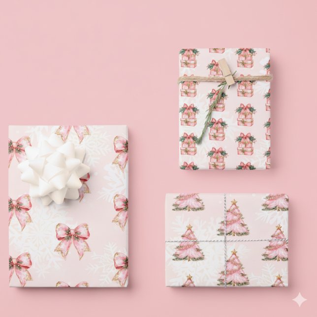 Winter Onderland Girl 1st Birthday Pink Wrapping Paper Sheet (Creator Uploaded)