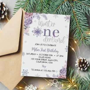 Winter Onderland Snow Birthday Party Invitation