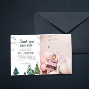 Winter onderland Snowflake Thank You Birthday Card