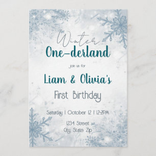 Winter ONE-derland First Birthday Invitation