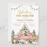 Winter ONE-derland Pink Truck Animals 1st Birthday