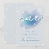 Winter One Frozen 1st Birthday Invitation Snowy