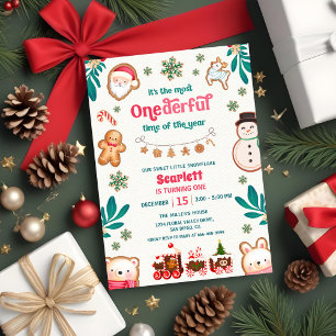 Winter Onederful Gingerbread Cookie 1st Birthday  Invitation