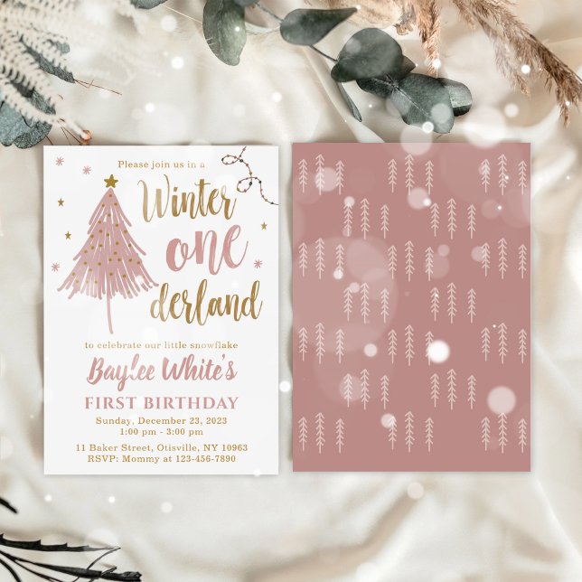 Winter ONEderland 1st Birthday Boho Christmas Tree Invitation (Creator Uploaded)