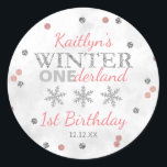 Winter ONEderland 1st Birthday Classic Round Sticker<br><div class="desc">Celebrate in style with these trendy 1st birthday party thank you stickers. The design is easy to personalise with your own wording and your family and friends will be thrilled when they see these fabulous stickers.</div>