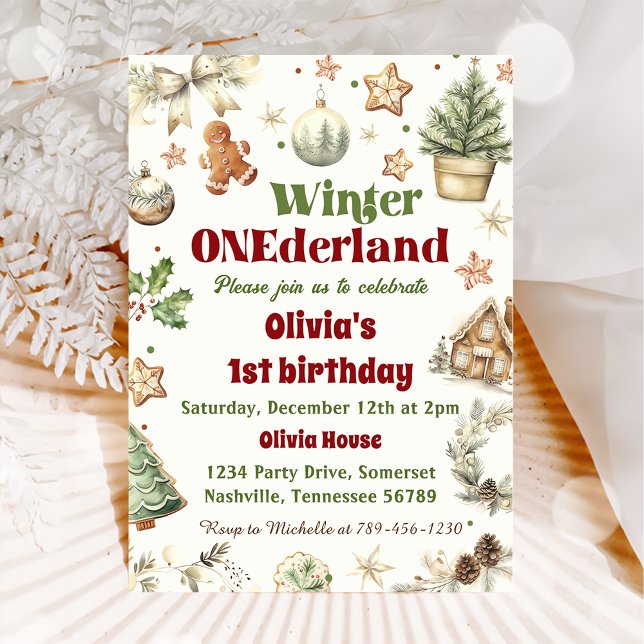 Winter Onederland 1st Birthday Cookies Christmas Invitation (Creator Uploaded)