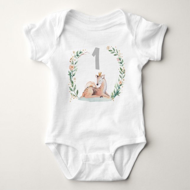 Winter Onederland 1st Birthday Deer Shirt Romper (Front)