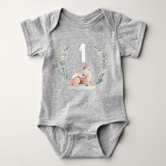 Winter Onederland 1st Birthday Deer Shirt Romper (Front)