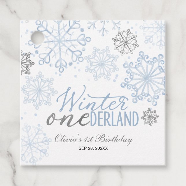 Winter Onederland 1st Birthday  Favour Tags (Front)