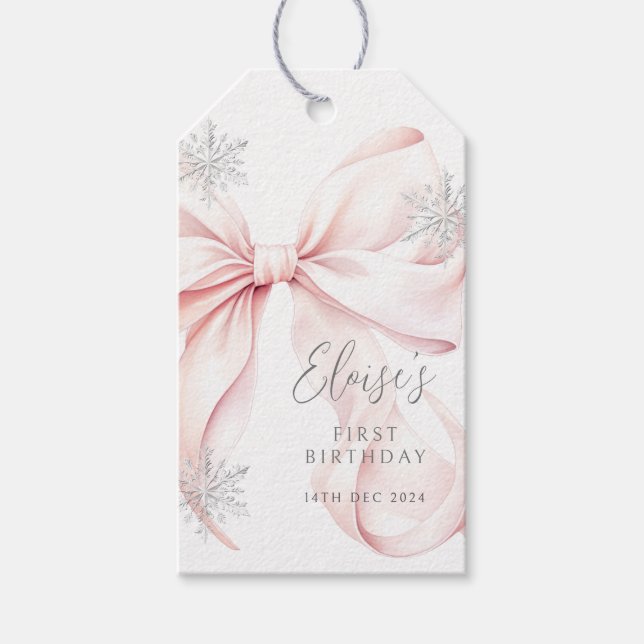 Winter Onederland 1st Birthday Girl Gift Tag (Front)