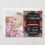 Winter Onederland 1st Birthday Invitation<br><div class="desc">Winter Onederland Boy or Girl 1st Birthday Invitation with custom photo. Red and White Snowflake. First Birthday. Boy or Girl 1st Bday Invite. Rustic Wood Chalkboard Background. Black and White. Red Ribbon. For further customisation,  please click the "Customise it" button and use our design tool to modify this template.</div>