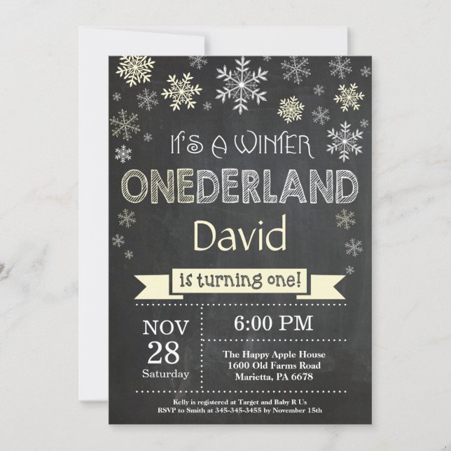 Winter Onederland 1st Birthday Invitation (Front)