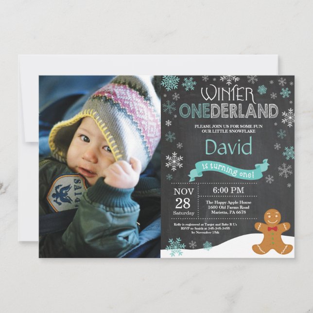Winter Onederland 1st Birthday Invitation (Front)