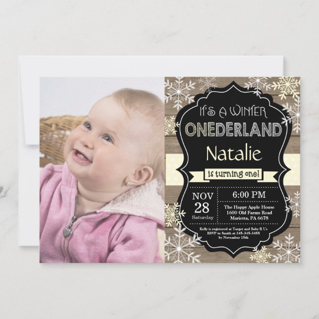 Winter Onederland 1st Birthday Invitation (Front)