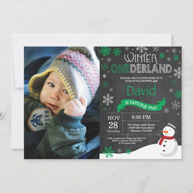 Winter Onederland 1st Birthday Invitation (Front)