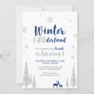 Winter Onederland 1st Birthday Invitation - Boy