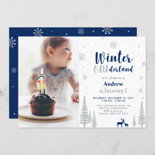 Winter Onederland 1st Birthday Invitation - Boy
