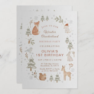 Winter ONEderland 1st Birthday Invitation Editable