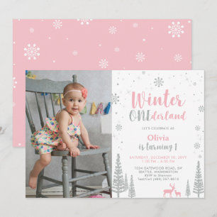 Winter Onederland 1st Birthday Invitation - Girl