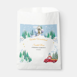 winter onederland 1st birthday invitations favour bags