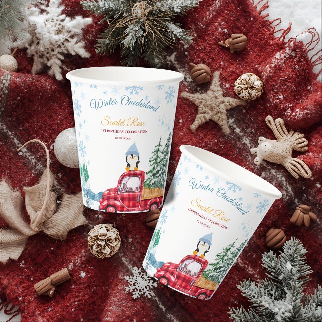 winter onederland 1st birthday invitations paper cups (Creator Uploaded)