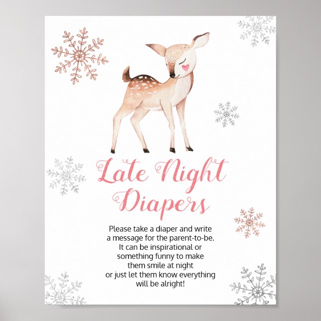 Winter Onederland 1st Birthday Late Night Diapers Poster (Front)