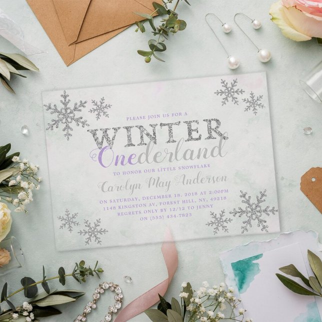 Winter ONEderland 1st Birthday Party Acrylic Invitations (Creator Uploaded)