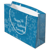 Winter Onederland 1st Birthday Party Kids Winter Large Gift Bag (Back Angled)