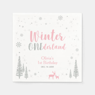 Winter Onederland 1st Birthday Party Paper Napkin