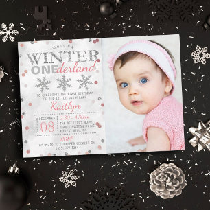 Winter ONEderland 1st Birthday Photo Invitation