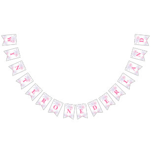 Winter Onederland 1st Birthday Pink Cute Modern Bunting