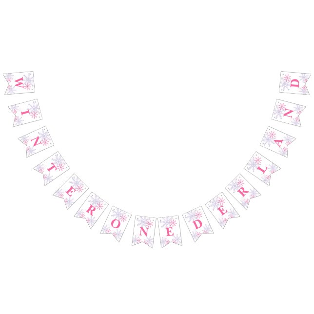 Winter Onederland 1st Birthday Pink Cute Modern Bunting (All)