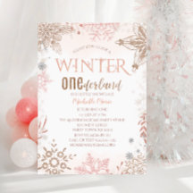 Winter Onederland 1st Birthday Pink Snowflake