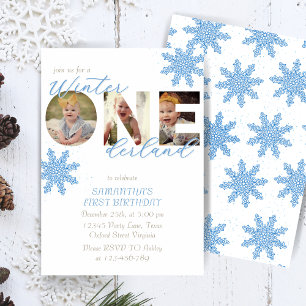 Winter ONEderland 1st Birthday Snowy Photo  Invitation