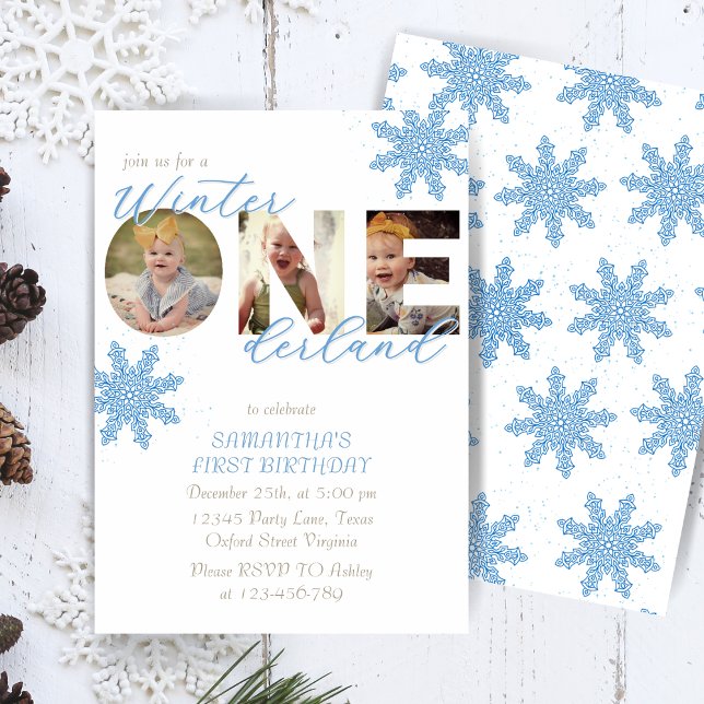 Winter ONEderland 1st Birthday Snowy Photo  Invitation (Creator Uploaded)