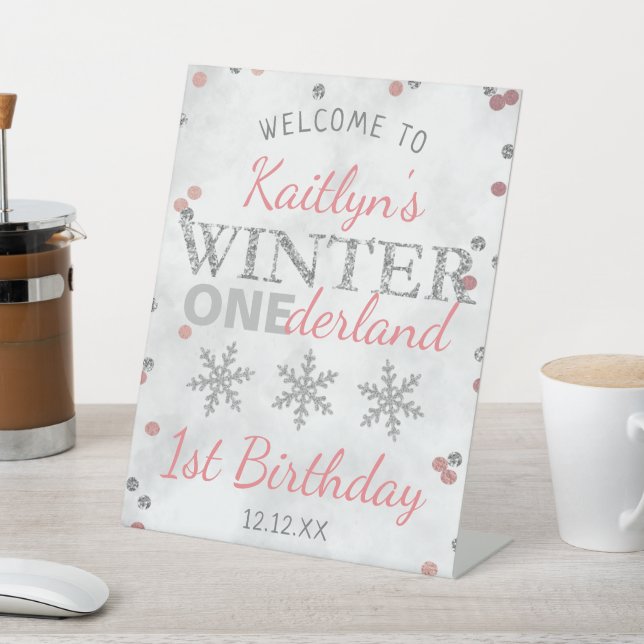 Winter ONEderland 1st Birthday Welcome Pedestal Sign (In SItu)