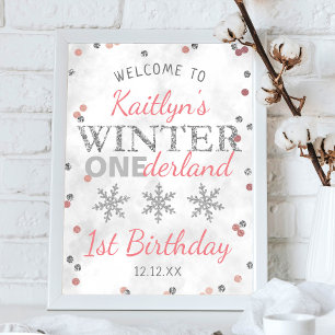 Winter ONEderland 1st Birthday Welcome Poster