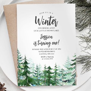 Winter Onederland 1st birthday Woodland Forest Invitation