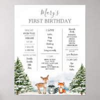 Winter Onederland Animal 1st Birthday Milestone