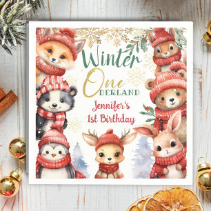 Winter ONEderland Animals Christmas 1st Birthday Napkin