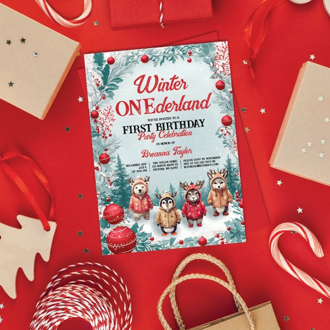 Winter ONEderland Animals First Birthday Party Invitation (Creator Uploaded)