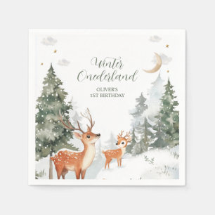 Winter Onederland Animals First Birthday Party Nap Napkin