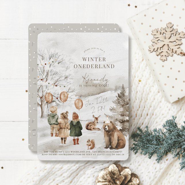 Winter Onederland Animals & Kids 1st Birthday Invitation (Creator Uploaded)