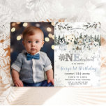 Winter Onederland Arctic Animals Snow 1st Birthday Invitation<br><div class="desc">Celebrate your little one's first birthday with this gender-neutral Arctic Wonderland 1st Birthday photo invitation! Featuring adorable arctic animals, shimmering silver snowflakes, and a serene snowy mountain and forest backdrop, this design captures the enchanting beauty of winter. With a silver and dusty blue colour palette, it’s the perfect choice for...</div>