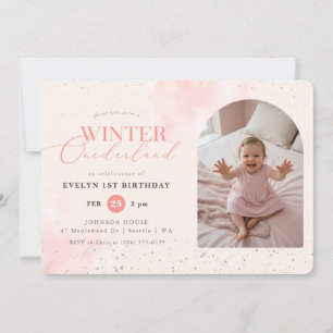 Winter Onederland Baby Arch Photo 1st Birthday Invitation